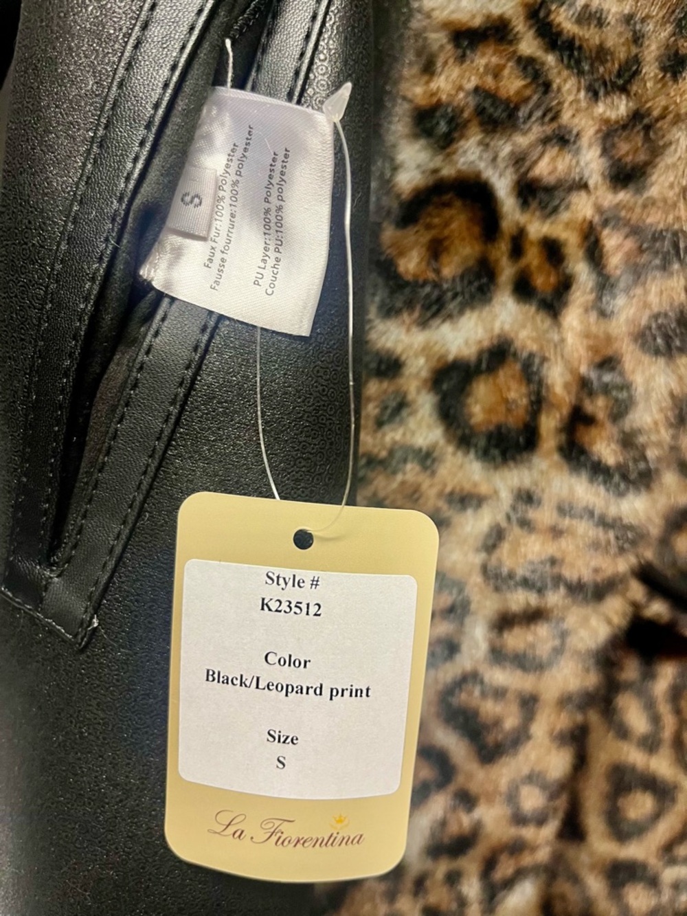 La Fiorentina Reversible Faux Fur Leopard & Black Leather Long Maxi Trench Coat - Picture 10 of 12